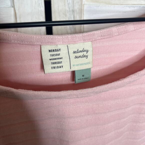 SATURDAY SUNDAY ANTHROPOLOGIE Women's M Shawna Hacci Dolman Ribbed Sweater Pink - Picture 9 of 14